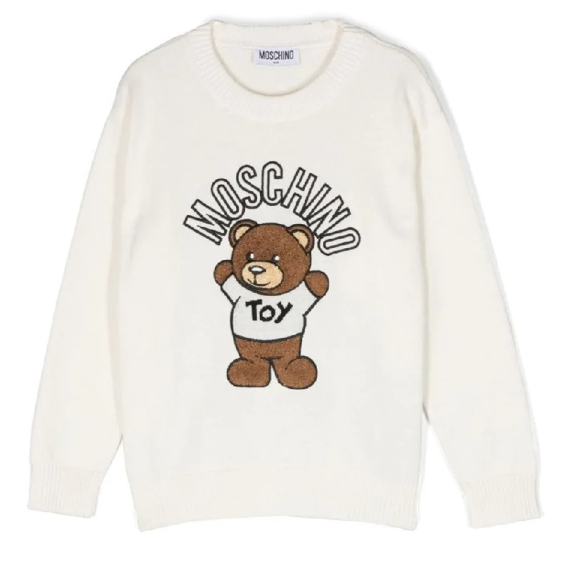 Moschino Kids Logo with Teddy Bear Sweater - Ivory