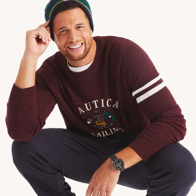 Nautica Mens Big & Tall Embroidered Crewneck Sweater