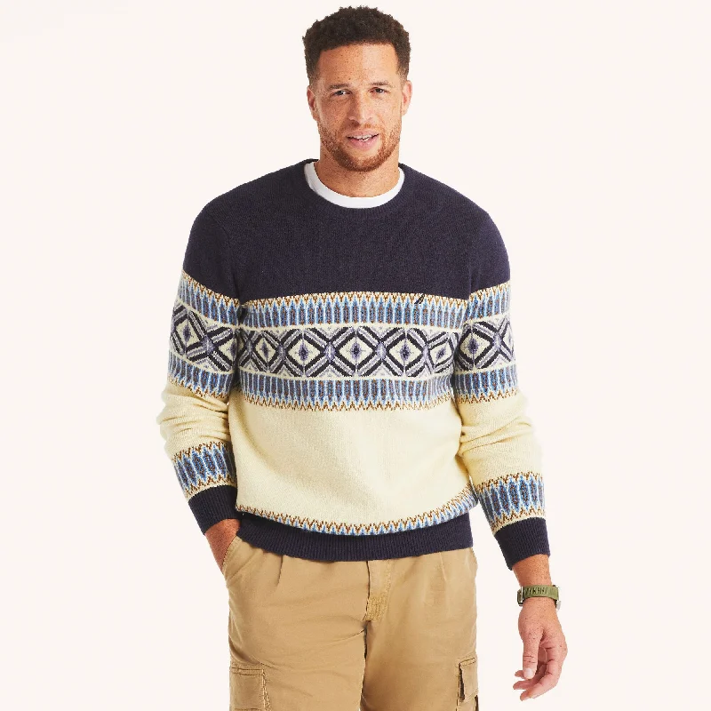 Nautica Mens Big & Tall Fair Isle Crewneck Sweater