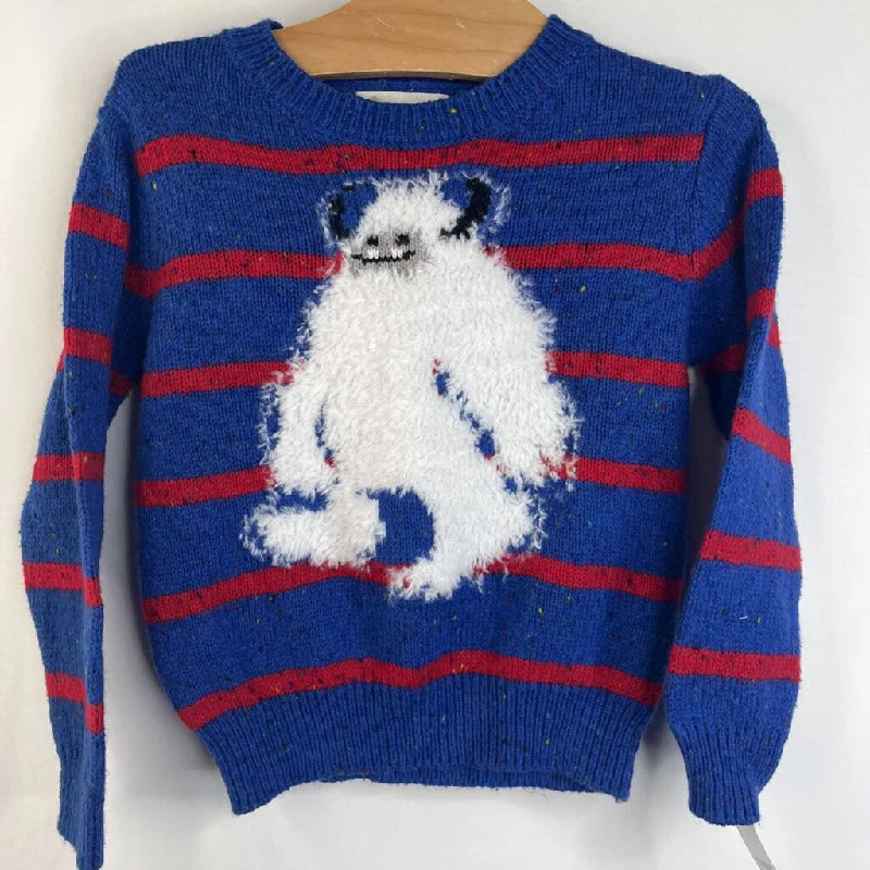 Size 2: Tucker + Tate Blue & Red Striped White Yeti Knitted Sweater