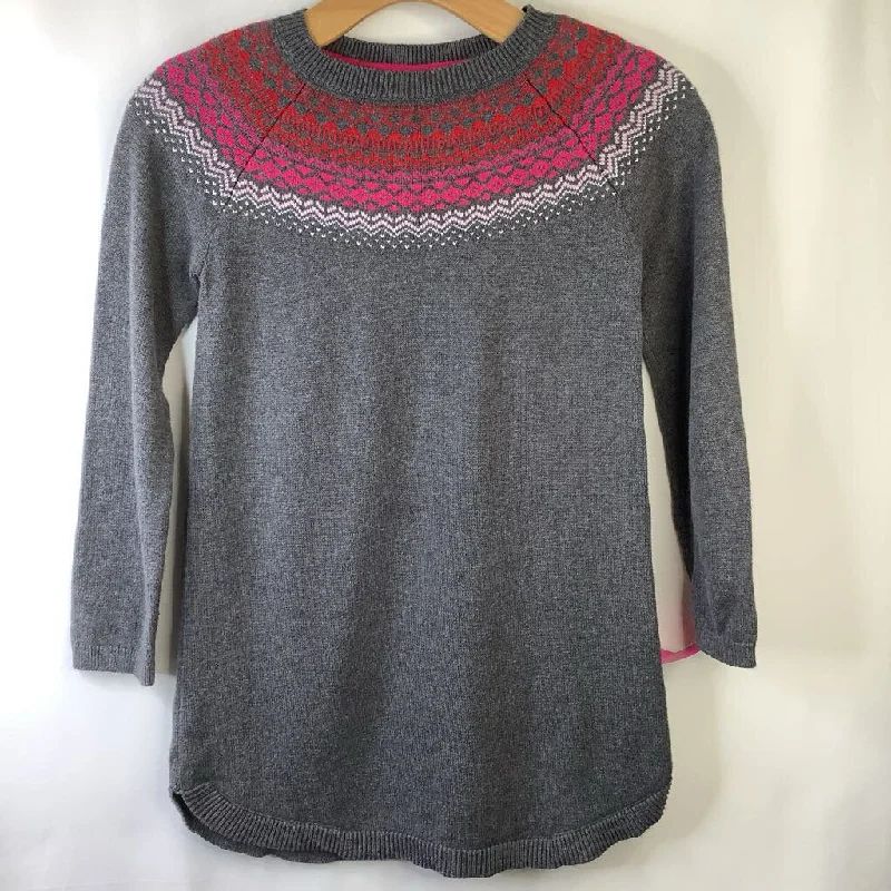 Size 8: Gap Grey/ Colorful Holiday Patterned Neck Sweater