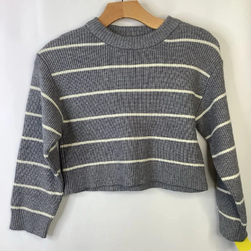 Size 8-9: Zara Grey & White Striped Knitted Sweater