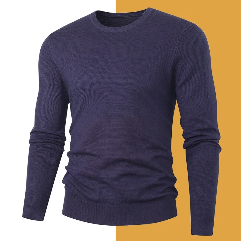 Winter Casual Men's Soft Cotton Full Sleeves Pullover Jersey Sweater