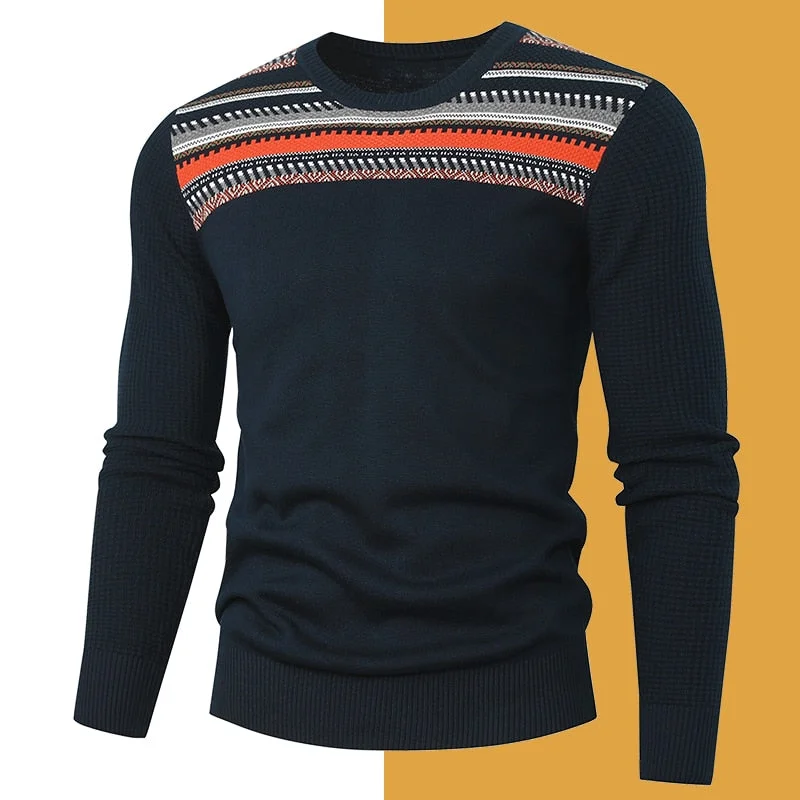 Winter Casual Men's Soft Cotton Simple Slim Pullover Jersey Sweater Top