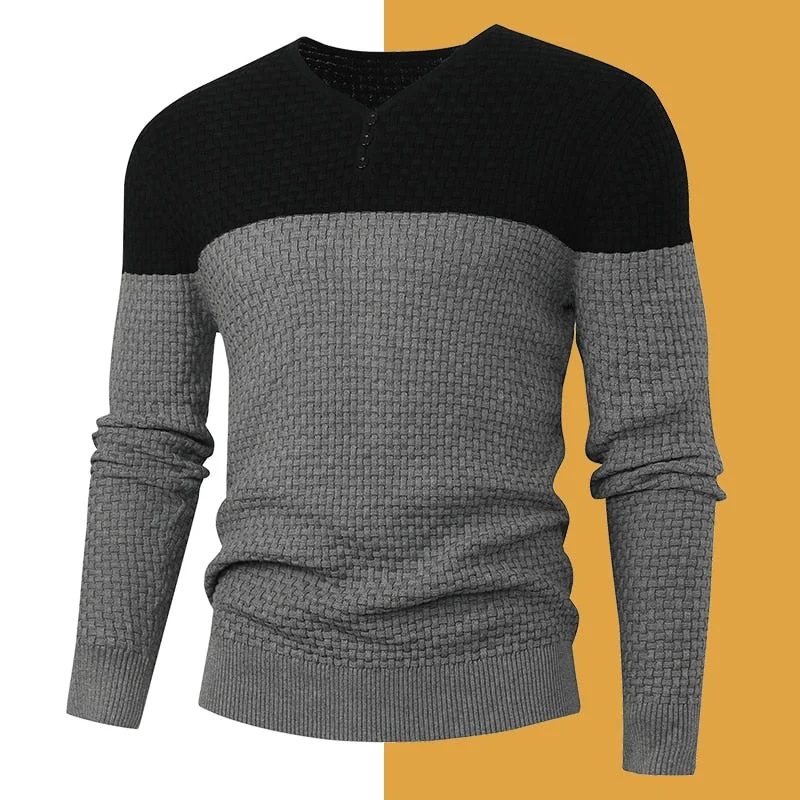 Winter Fashion Gray Color Slim Fit Knitwear Pullover Sweater for Men