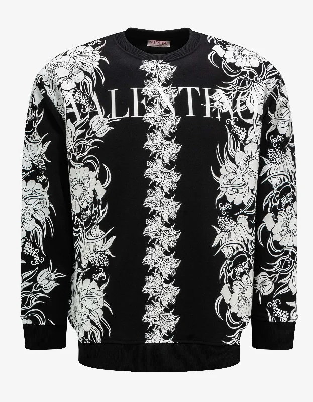 Valentino Garavani Black Street Flowers Daisyland Sweatshirt