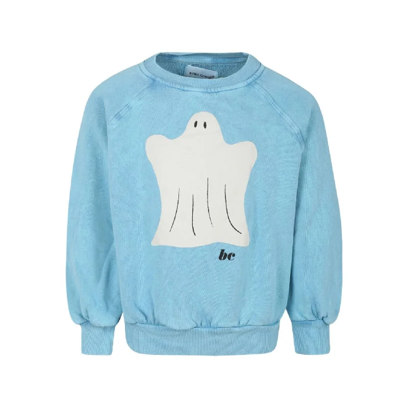 Bobo Choses Funny Ghost Ranglan Sleeve Sweatshirt - Light Blue