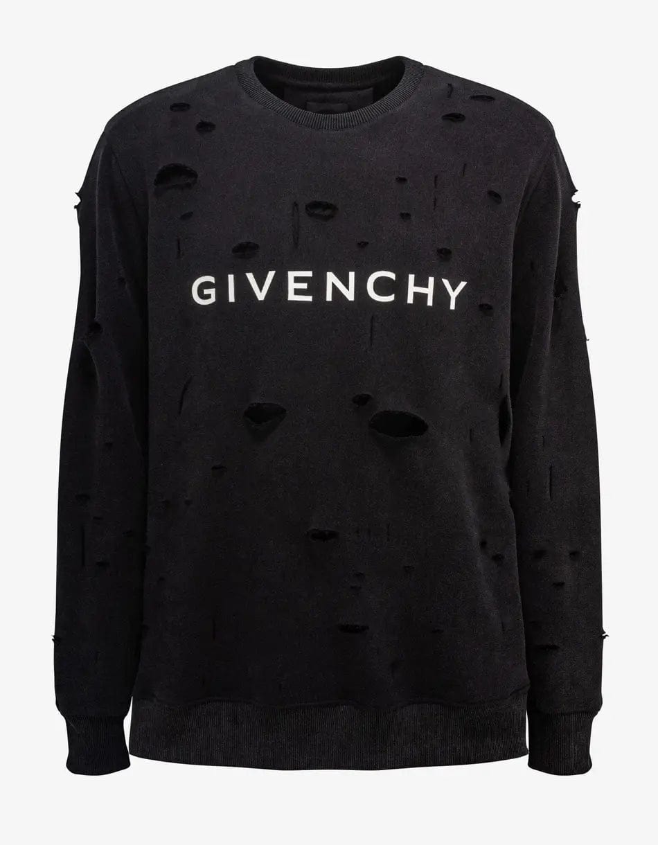 Givenchy Black Archetype Logo Destroyed Sweatshirt