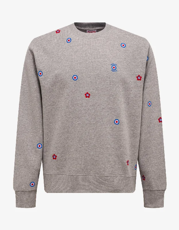 Kenzo Grey 'Kenzo Target' Embroidered Sweatshirt