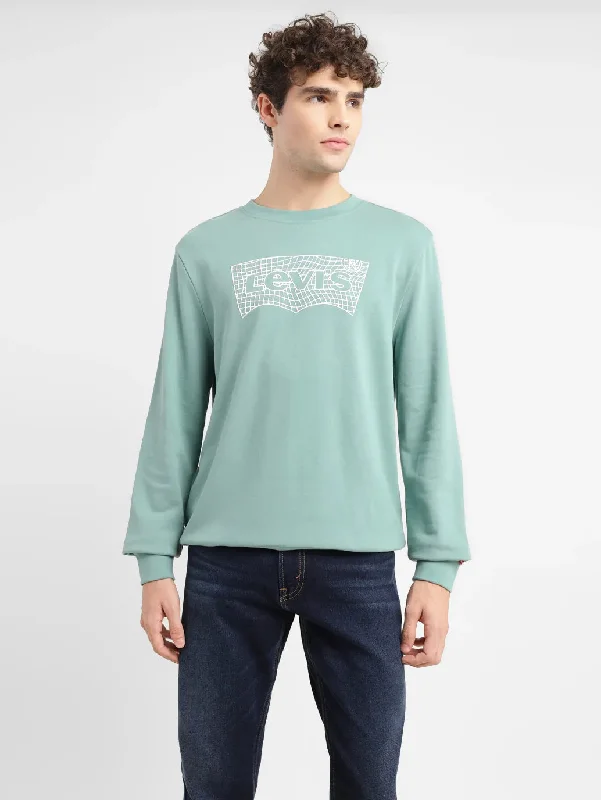 Men's Brand Logo Green Crew Neck Sweatshirt