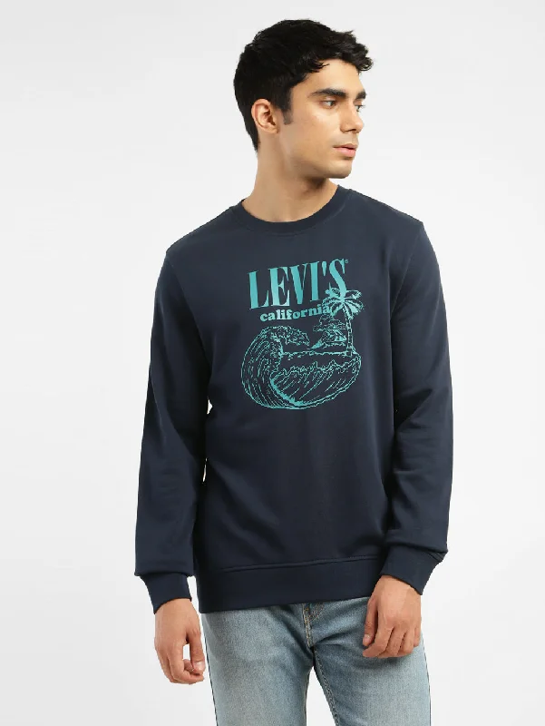 Men's Brand Logo Navy Crew Neck Sweatshirt