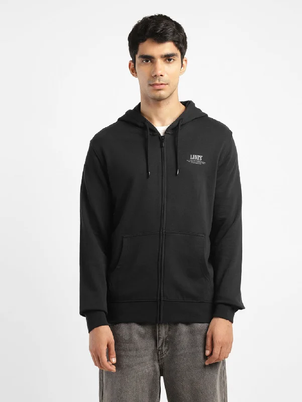 Men's Solid Black Hooded Sweatshirt