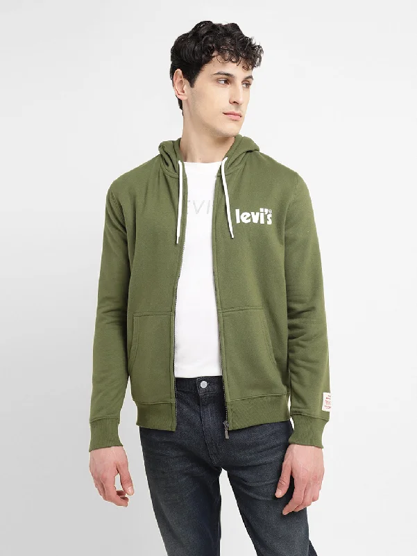 Men's Solid Green Hooded Sweatshirt