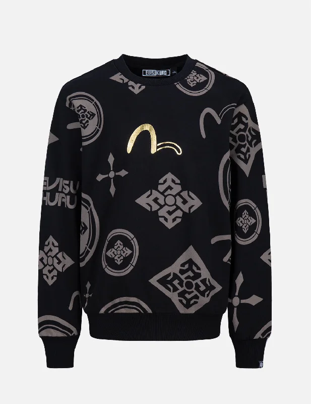 Seagull and Logo Foil Print Monogram Sweatshirt